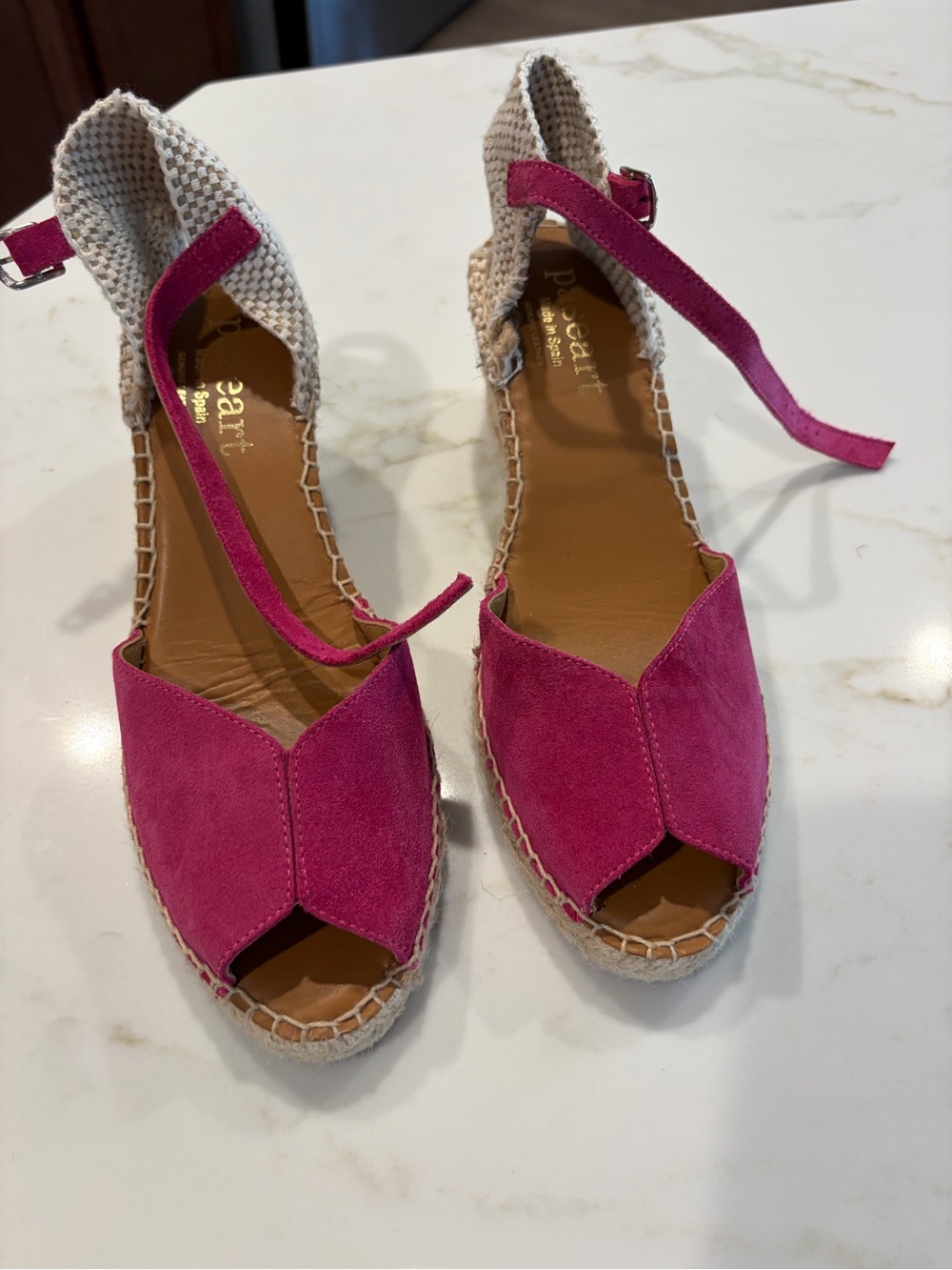 Paseart Pink Suede Espadrille Slingback Wedge made in Spain